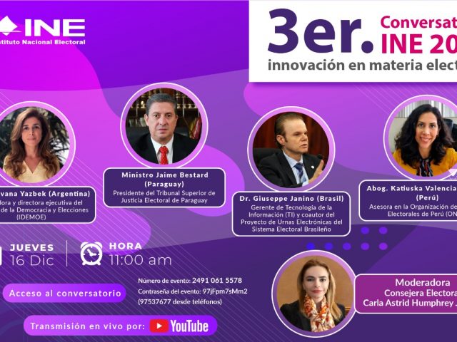 La Dra. Silvana Yazbek, Directora Ejecutiva de IDEMOE disertó en el Conversatorio sobre Innovación en Materia Electoral organizado por el Instituto Nacional Electoral de México