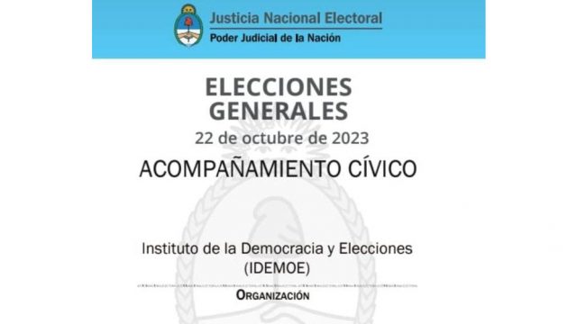 IDEMOE observará los comicios presidenciales del domingo 22 de octubre en Argentina