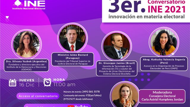 La Dra. Silvana Yazbek, Directora Ejecutiva de IDEMOE disertó en el Conversatorio sobre Innovación en Materia Electoral organizado por el Instituto Nacional Electoral de México