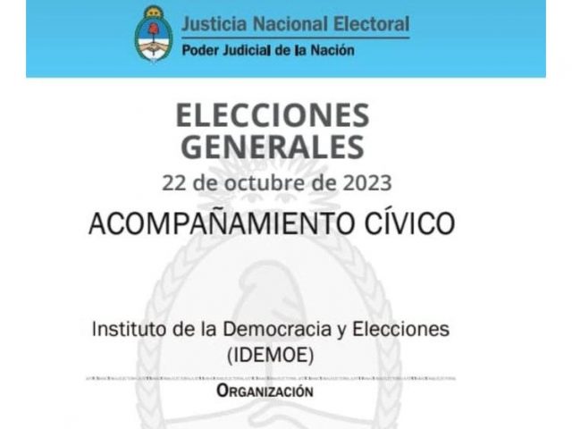 IDEMOE observará los comicios presidenciales del domingo 22 de octubre en Argentina